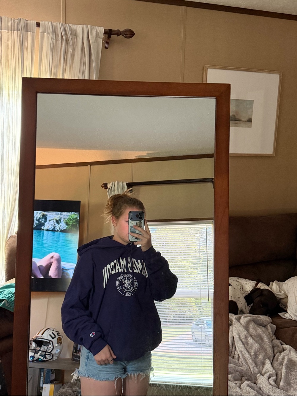 Men's Navy Crewneck Sweater- James Madison, Champion